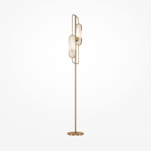 Stojací lampy - M MOD099FL-02G Stojací lampa Marmo 2x40W bílá/zlatá přírodní kámen kov designová - MAYTONI - foto 1