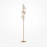 Stojací lampy - M MOD099FL-02G Stojací lampa Marmo 2x40W bílá/zlatá přírodní kámen kov designová - MAYTONI