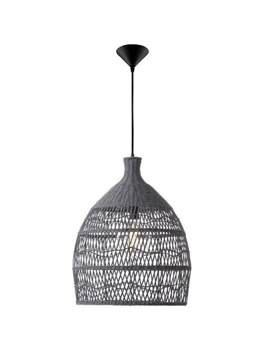 Polokoule - NV 9586702 Závěsné svítidlo DESTIN železo a ratan, šedá barva E27 1x12W IP20 bez žárovky - NOVA LUCE - foto 1
