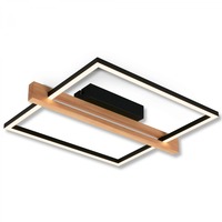 Hranatá - BRI 3842014 Moldura LED stropní svítidlo, stmívatelné, paměťová funkce, 14W, 1650 lm, černá/dřevo - BRILONER