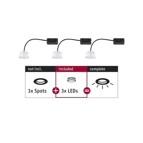 LED moduly - P 92472 LED Modul vestavné svítidlo Choose Coin 3ks sada kruhové 50mm Coin 3x6W 230V 2700K satén - PAULMANN - foto 1