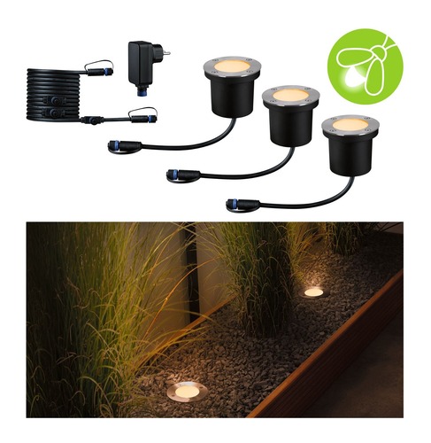 Zapuštěná - P 94717 Plug & Shine LED zemní svítidlo Floor základní sada neláká hmyz IP67 2200K 3x4,5W antracit - PAULMANN - foto 1