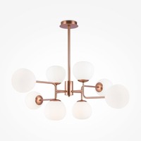 Vícečetná - M MOD221-PL-08-G Lustr Erich 8x40W E14 bílá mosaz kov sklo nastavitelná výška - MAYTONI