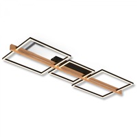 Hranatá - BRI 3843014 Moldura LED stropní svítidlo, stmívatelné, paměťová funkce, 38W, 4900 lm, černá/dřevo - BRILONER