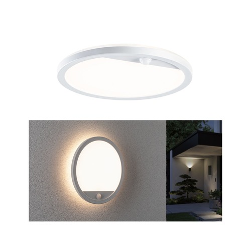 Nástěnná - P 94662 LED venkovní panel Lamina vč. pohybové čidlo IP44 kruhové 280mm 3000K 14,5W 230V bílá umělá hmota - PAULMANN - foto 1