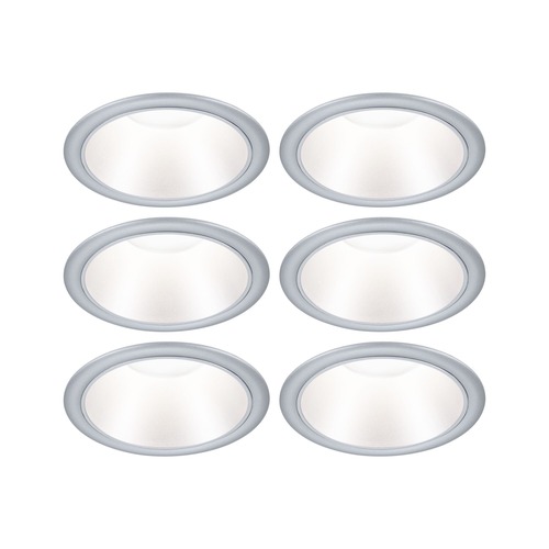 Koupelnová - P 98203 LED vestavné svítidlo 3-krokové-stmívatelné Cole Coin 6ks sada IP44 kruhové 88mm Coin 6x6W 230V stmívatelné 2700K stříbrná mat - PAULMANN - foto 1