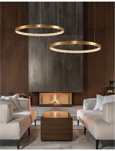 Kruhová - NV 9285801 Závěsné svítidlo PRESTON antický zlatý mosazný hliník a akryl LED 50W 230V 3000K IP20 stmívatelné - NOVA LUCE - foto 1