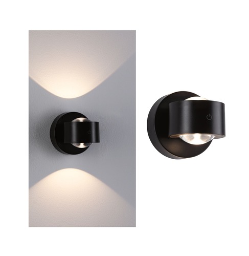 Nepřímé osvětlení - P 71290 LED nabíjecí nástěnné svítidlo Zorik IP44 stmívatelné 2700K 100mm 2x1,1W černá - PAULMANN - foto 1