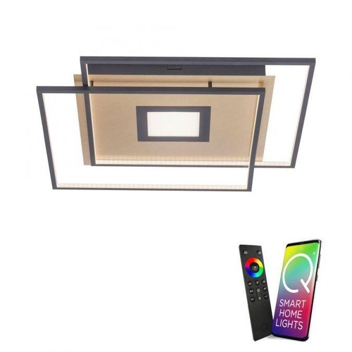 Hranatá - PN 8379-18 Paul Neuhaus, Q-AMIRA, LED stropní svítidlo, černá-mosaz, Smart Home ZigBee 3000-5000K - PAUL NEUHAUS - foto 1