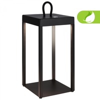 Stolní lampy dekorační - BRILO 7511015 Luca LED bezdrátová lucerna IP44, stmívatelná, dotykový vypínač, černá - BRILO
