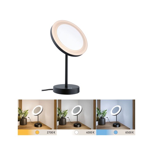 Stolní lampy dekorační - P 71151 LED kosmetické zrcadlo Masua IP44 CCT 230V 4W černá mat - PAULMANN - foto 1