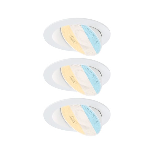 Kruhová - P 92254 LED vestavné svítidlo White Select Aumus 3ks sada kruhové 105mm 90° 3x5W 230V stmívatelné 2700 - 6500K bílá - PAULMANN - foto 1
