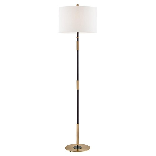 Stojací lampy - HVLG L3724-AOB-CE Stojací lampa BOWERY mosaz/textil starobronz/bílá E27 1x20W - HUDSON VALLEY - foto 1