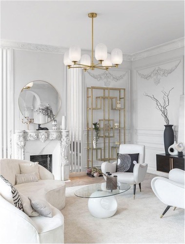 Dekorativní - NV 9009246 Závěsné svítidlo BALOR opálové sklo a mosazný kov 6xG9 - NOVA LUCE - foto 1