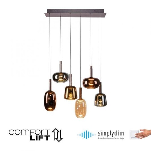 Dekorativní - PN 2681-70 IRIDES LED závěsné svítidlo 6-ramenné nastavitelná výška Comfort Lift paměťová funkce SimplyDim 3000K - PAUL NEUHAUS - foto 1