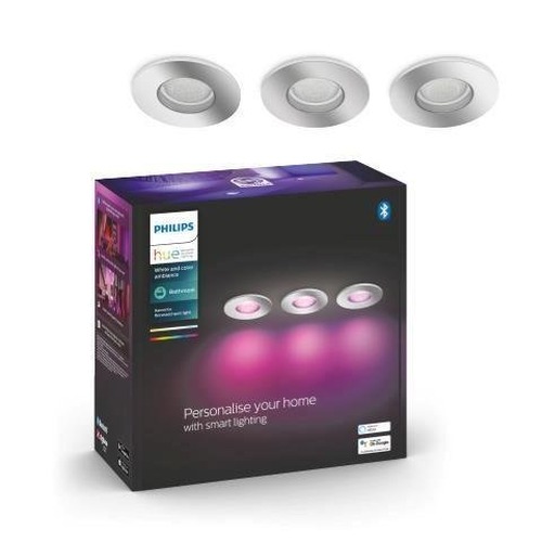 SmartHome Paul Neuhaus - PH 8719514355392 Hue Bluetooth LED White and Color Ambiance set 3ks Koupelnových podhledových svítidel Philips Xamento 8719514355392 GU10 3x5,7W 3x806lm 2000-6500K RGB IP44 9,3cm chromové, stmívatelné - PHILIPS (929003074801) - foto 1