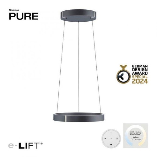 Kruhová - PN 2560-15 LED závěsné svítidlo PURE E-Clipse elektrické 2700-5000K šedá - PAUL NEUHAUS - foto 1