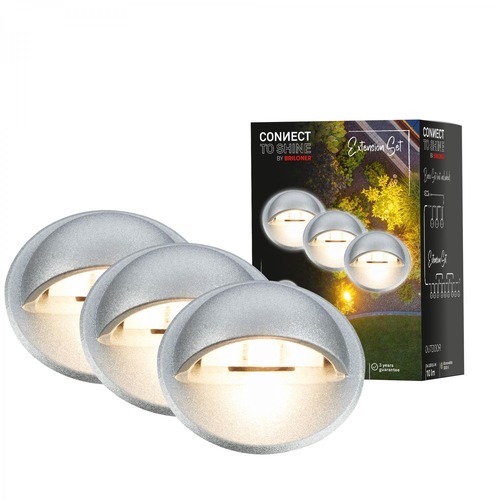Connect To Shine - BRI 3923034 CONNECT TO SHINE prodlužovací sada Teak 3ks LED zapuštěných svítidel do země, IP65 - BRILONER - foto 1