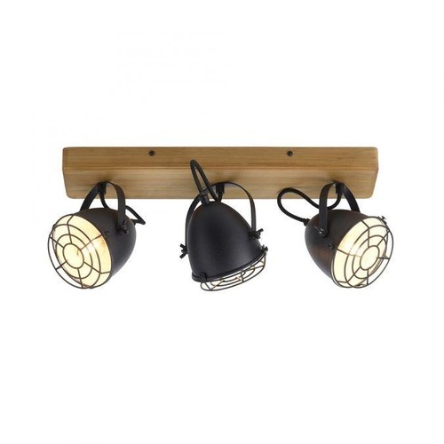 Bodová - LD 15173-18 BEETLE Nástěnné svítidlo vintage retrolook dřevo / kov, 3-ramenné, černá - LEUCHTEN DIREKT / JUST LIGHT - foto 1