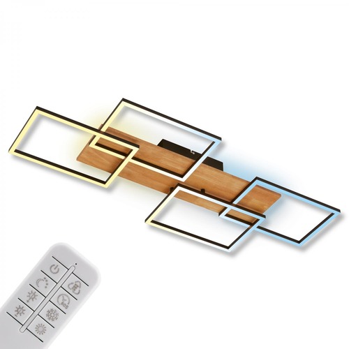 Hranatá - BRILO 3810014 Cornice LED stropní svítidlo, stmívatelné, 4 rámy, 5200lm, 47W, CCT, dálkový ovladač, černá - BRILO - foto 1