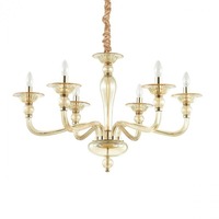 Dekorativní - ILUX 159942 Závěsné svítidlo Ideal Lux Danieli SP6 ambra 159942 zlaté 6x40W - IDEALLUX