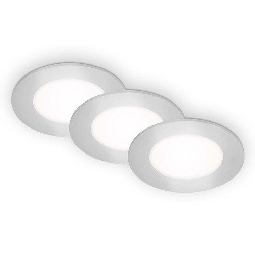 Kruhová - BRI 7125-434 LED vestavná svítidla 3ks sada, pr.8,6 cm, 3x LED, 3 W, 350 lm, matný chrom - BRILONER - foto 1