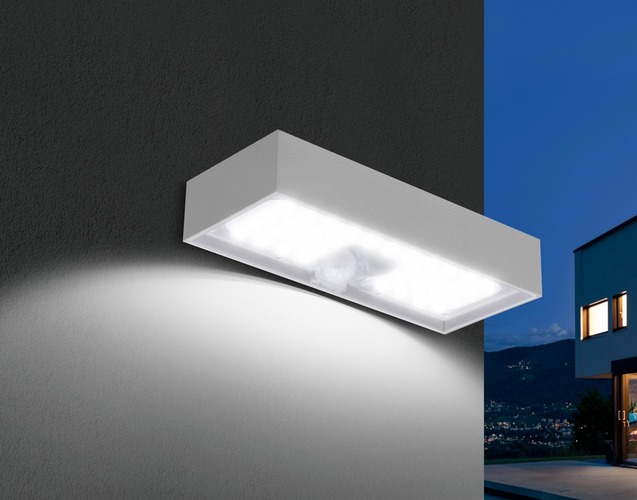 Solární - CEN DOMBI-061230 Venkovní nástěnné solární svítidlo LED DOMINO bílá 6W 3000K IP65 - CENTURY - foto 1