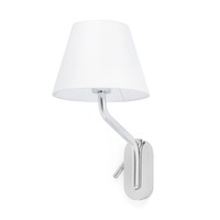 Dekorativní - FARO 24006-10 ETERNA pravá chrom/bílá nástěnná lampa se čtecí lampičkou - FARO