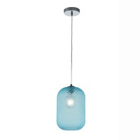 Válec - FAN I-ASHFORD-S20 BLU Závěsné svítidlo Ashford Ovale, tyrkysové, 1 x E27, 20 x 150 cm - FANEUROPE