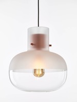 Dekorativní - BRO PC01129_048 Závěsné svítidlo AWA MEDIUM 31cm transparent. lesklé - pískované (horní část), montura měď, baldachýn měď, textilní kabel černý - BROKIS A