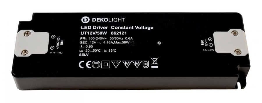 Stabilizované napětí - IMPR 862121 Deko-Light napájení FLAT UT12V/50W konstantní napětí 0-416 mA IP20 12V DC 50W - foto 1