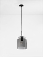 Válec - NV 9236700 Závěsné svítidlo VELOR dvouvrstvé kouřové sklo černý kabel černá kovová základna E27 1x12W 230V IP20 bez žárovky - NOVA LUCE