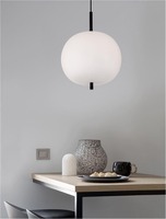 Koule - NV 9624071 Závěsné svítidlo LATO černý kov a opálové sklo E27 1x12W 230V IP20 bez žárovky - NOVA LUCE