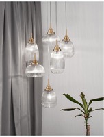Vícečetná - NV 9731215 Závěsné svítidlo MOND saténový zlatý kov čiré sklo E14 6x5W230V IP20 bez žárovky - NOVA LUCE