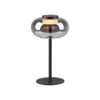 Stolní lampy dekorační - LD 15470-18 Kolekce Schöner Wohnen stolní lampa SIA černá, kouřové sklo, šňůrový vypínač, 3000K - JUST LIGHT