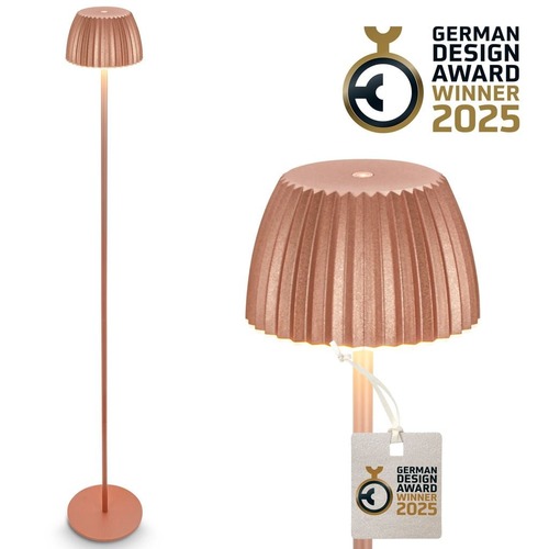 Stojací lampy - BRILO 1238013 nabíjecí stojanová lampa Riffle - 124 cm, 4,2W, 400lm, bezdrátová, LED, stmívatelná, dotykový vypínač, měď - BRILO - foto 1