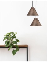 Kónická - NV 9125062 Závěsné svítidlo WERA dřevo barvy tmavý ořech tmavě hnědý textilní kabel dřevěná rozeta E27 1x12W 230V IP20 bez žárovky - NOVA LUCE