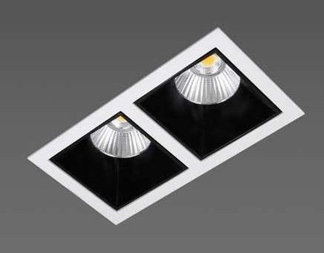 Hranatá - BPM 20131.01.RF.WH-BK.25.ST.9.27 Zápustné svítidlo BASIT MONET CREE 2x12W 155x82mm 25º bílá / černá 2700K - BPM - foto 1