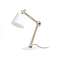 Stolní lampy pracovní - RED R14031 NIZZA stolní Polycotton bílá/dřevo 230V E14 7W - RED - DESIGN RENDL