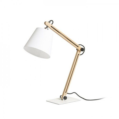 Stolní lampy pracovní - RED R14031 NIZZA stolní Polycotton bílá/dřevo 230V E14 7W - RED - DESIGN RENDL - foto 1