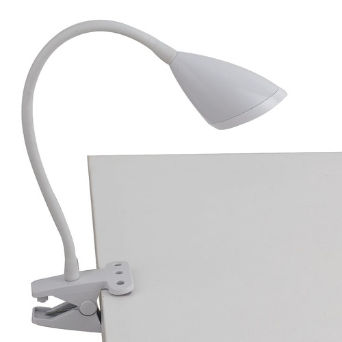 Stolní lampy dekorační - FAN LEDT-HEGEL-WHITE Stolní lampa LED HEGEL bílá s klipem 3,7 W 450 lm 4000 K 9,5x9,5x33 cm - FANEUROPE - foto 1