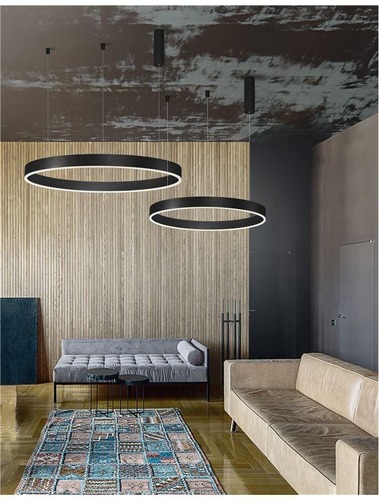 Kruhová - NV 9190855 Závěsné svítidlo MOTIF černý hliník a akryl LED 55W 230V 3000K IP20 stmívatelné - NOVA LUCE - foto 1