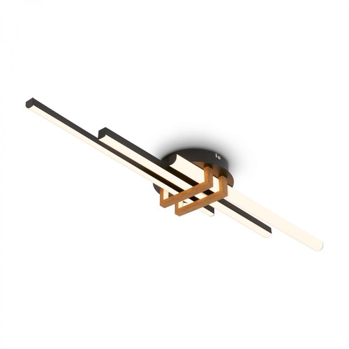 Podélná - BRILO 3952035 BRILONER Tinka stropní svítidlo 78x16 cm - 21W, 2400lm, LED, teplá bílá, černá/dřevo 3952035 - foto 1