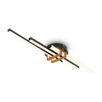 Podélná - BRILO 3952035 BRILONER Tinka stropní svítidlo 78x16 cm - 21W, 2400lm, LED, teplá bílá, černá/dřevo 3952035