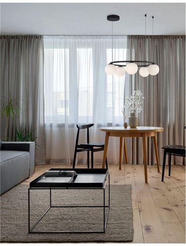Kruhová - NV 9919603 Závěsné svítidlo JOLINE černý kov a hliník bílé opálové sklo LED 40W 240V 3200K IP20 - NOVA LUCE - foto 1
