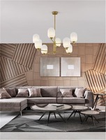 Dekorativní - NV 9009245 Závěsné svítidlo BALOR opálové sklo a mosazný kov 8xG9 - NOVA LUCE
