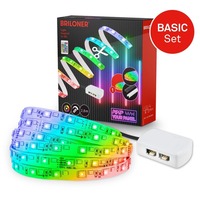 Dekorační - BRI 8022252 Startovací sada RGB LED pásek pro nástěnné panely – 260cm, dálkový ovladač, vč. rozbočovače - BRILONER