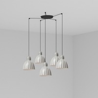 Kónická - FARO 64255-127-5L VENICE 200 závěsné svítidlo 5x žárovka, bílá s pruhy - FARO