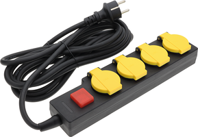 Zásuvky a adaptéry - Napájecí proužek 4 zásuvky IP44 + tlačítko ON/OFF