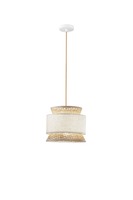 Dekorativní - FAN I-GAZEBO-S26-BB Závěsné svítidlo Gazebo béžová + přírodní ratan, 1 x E27, pr. 26 x 200 cm - FANEUROPE